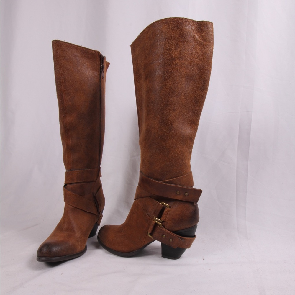 Fergie Legend Brown Distressed Cowboy Moto Boot